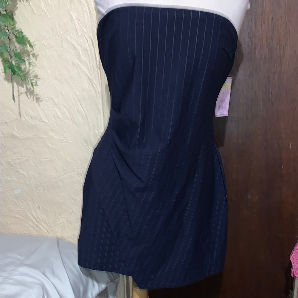 Elegant Navy Strapless Dress